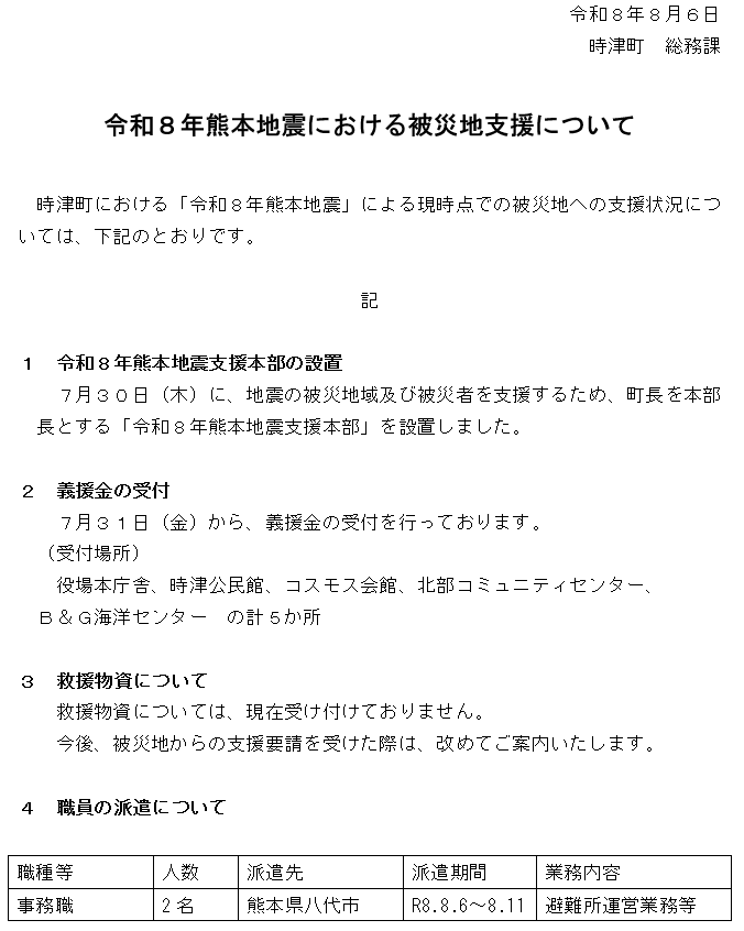 熊本地震支援の概要