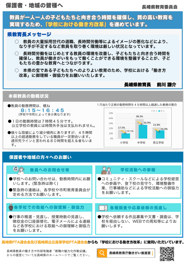 長崎県教委/学校における働き方改革について