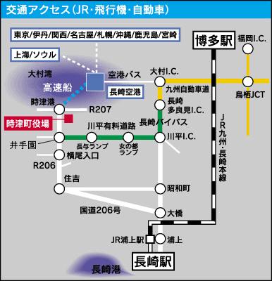 (イラスト)交通アクセス(JR・飛行機・自動車)の地図