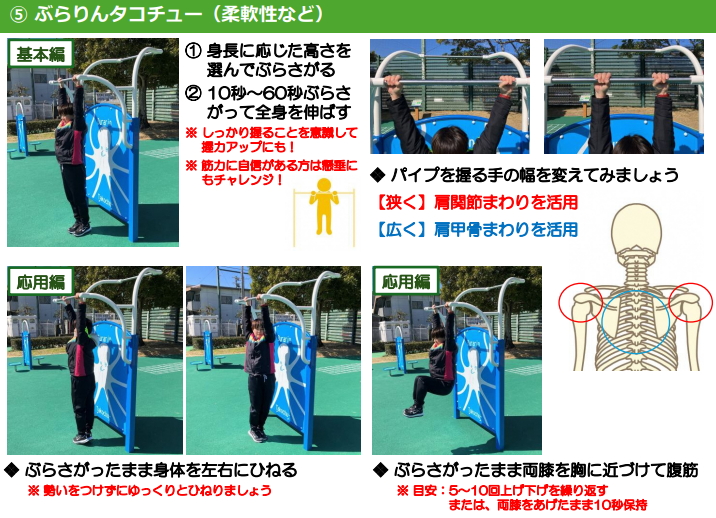 ぶらりんタコチュー（柔軟性を高めたり、筋力をつける運動ができます）